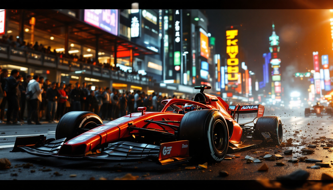Hadjar S Mishap F1 Car Damaged At Tokyo Exhibition Hadjar S Mishap F1 Car Damaged At Tokyo Exhibition