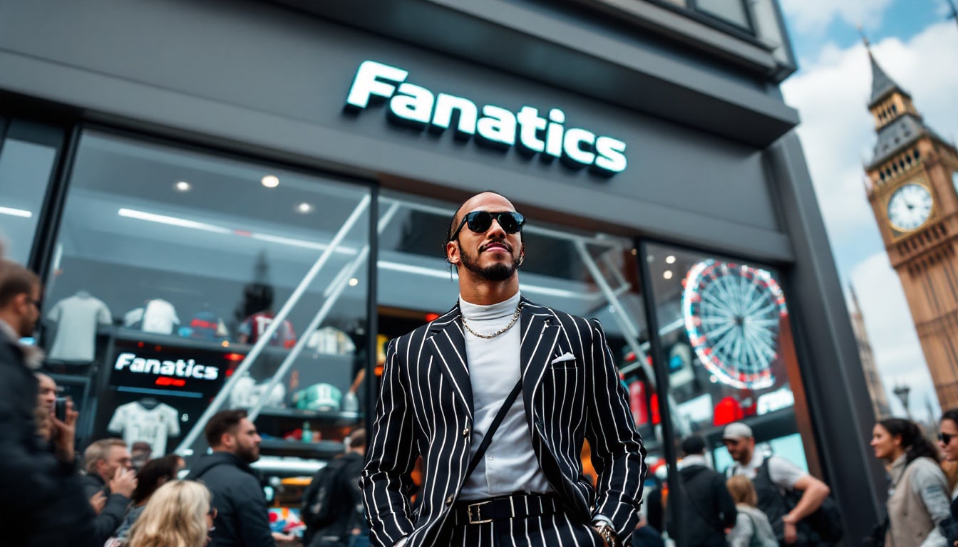 lewis hamilton teams up with fanatics to celebrate the grand opening of a new store in london, offering fans exclusive merchandise and a unique shopping experience.