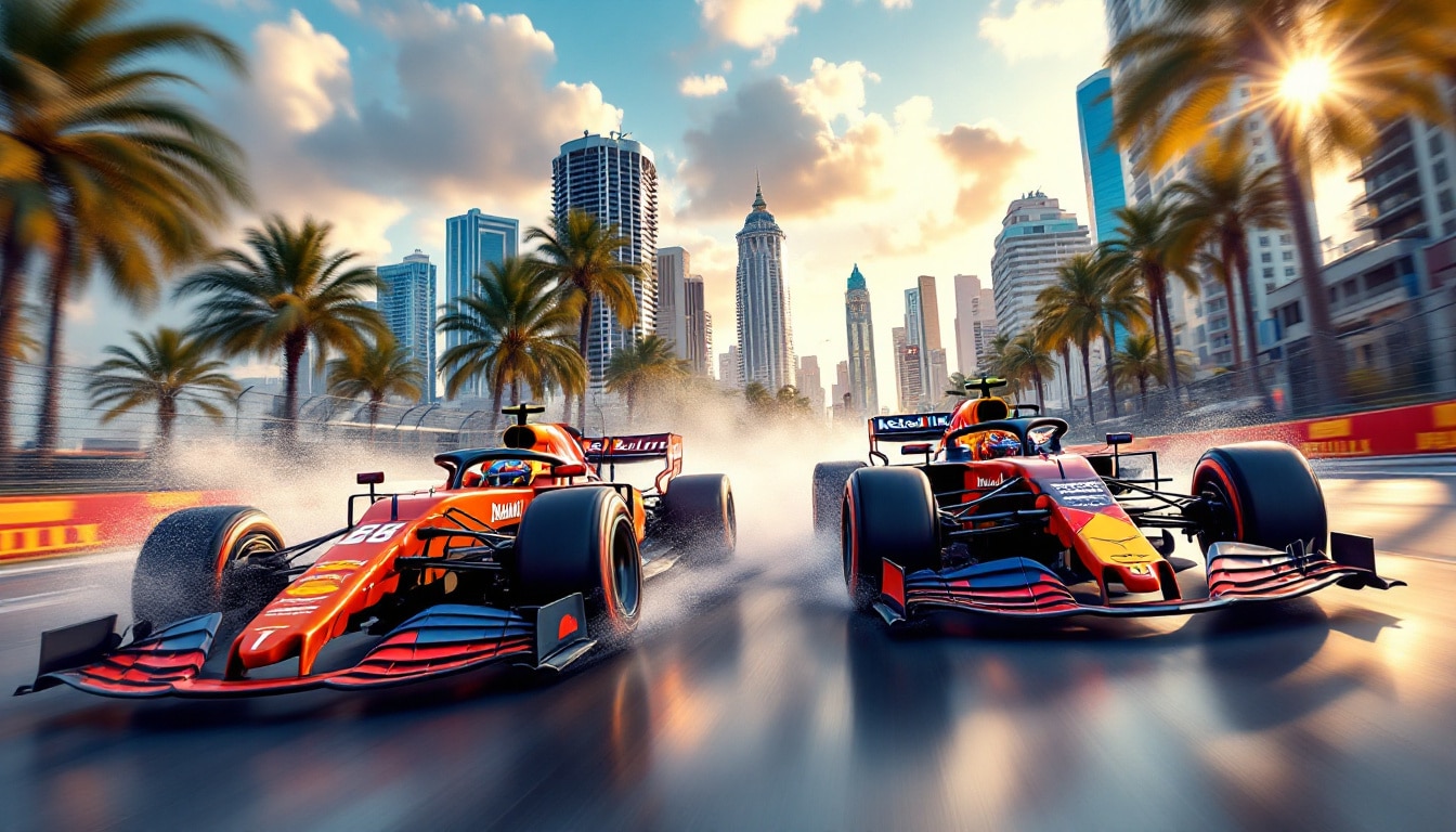 discover the thrilling dynamics between lando norris and max verstappen during the miami race, as norris humorously reflects on the impact of fatherhood on verstappen's racing prowess. dive into the excitement of formula 1 with insights and anecdotes from the track!