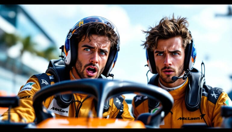 in a surprising turn of events at the miami grand prix, mclaren drivers oscar piastri and lando norris find themselves unexpectedly missing out on pole position, leaving fans and teams alike in shock. dive into the details of this thrilling race day drama.