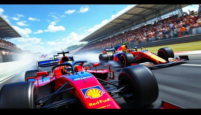 join max verstappen as he battles fierce rivals from mclaren in his pursuit of a podium finish. experience the thrill of high-speed racing and intense competition in this exhilarating showdown.
