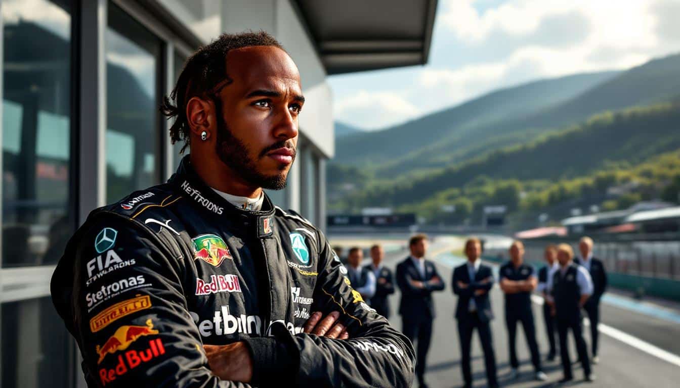 lewis hamilton awaits the stewards' decision after an inquiry into his conduct during the austrian grand prix practice session. the outcome could impact his race strategy as the formula 1 season progresses.