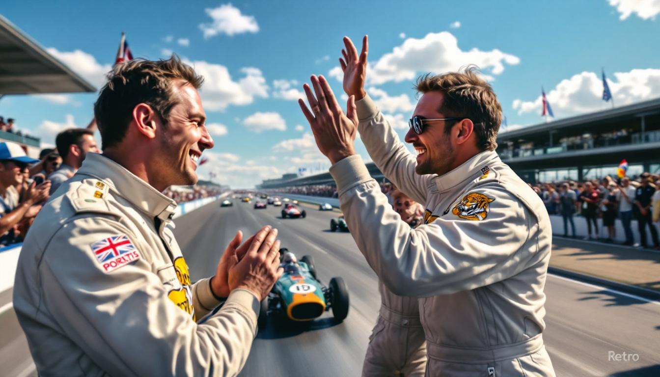 experience the thrilling triumph of porritt tigers as they roar to victory at the prestigious rindt trophy during the exciting thruxton retro event. witness high-speed action and breathtaking competition in a celebration of motorsport heritage.