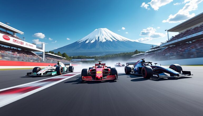 join the thrilling action as ohta claims victory in a spectacular three-way showdown during the super formula race at fuji. witness the intense competition and skill displayed on the track.