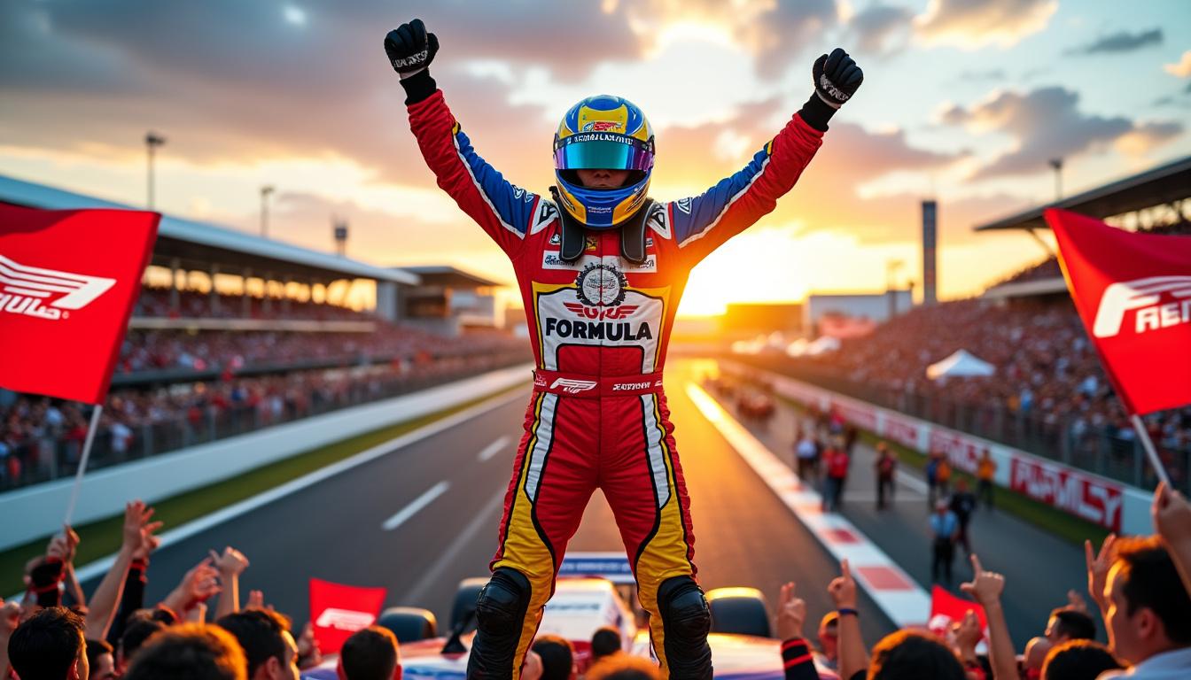 iwasa celebrates his inaugural super formula victory at sugo, igniting thrilling excitement in the championship race as competitors vie for supremacy.