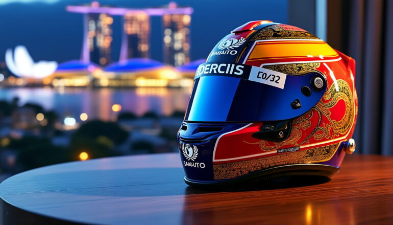 discover alex albon's special singapore gp helmet, revealed to support unicef thailand. learn how this unique f1 memorabilia will be auctioned for charity, helping children in need.
