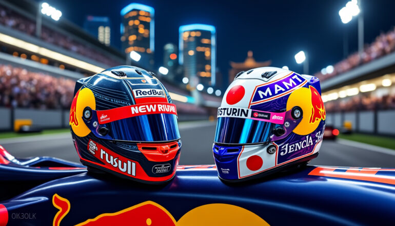 discover the innovative visor designs revealed by red bull for max verstappen and yuki tsunoda at the singapore grand prix. explore how these unique styles highlight the drivers' personalities and the team's creative edge.