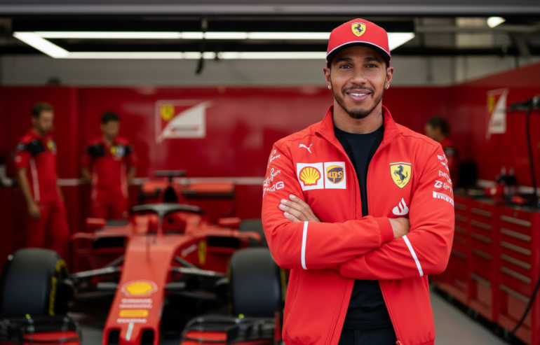 Lewis Hamilton impression for his first lap Ferrari