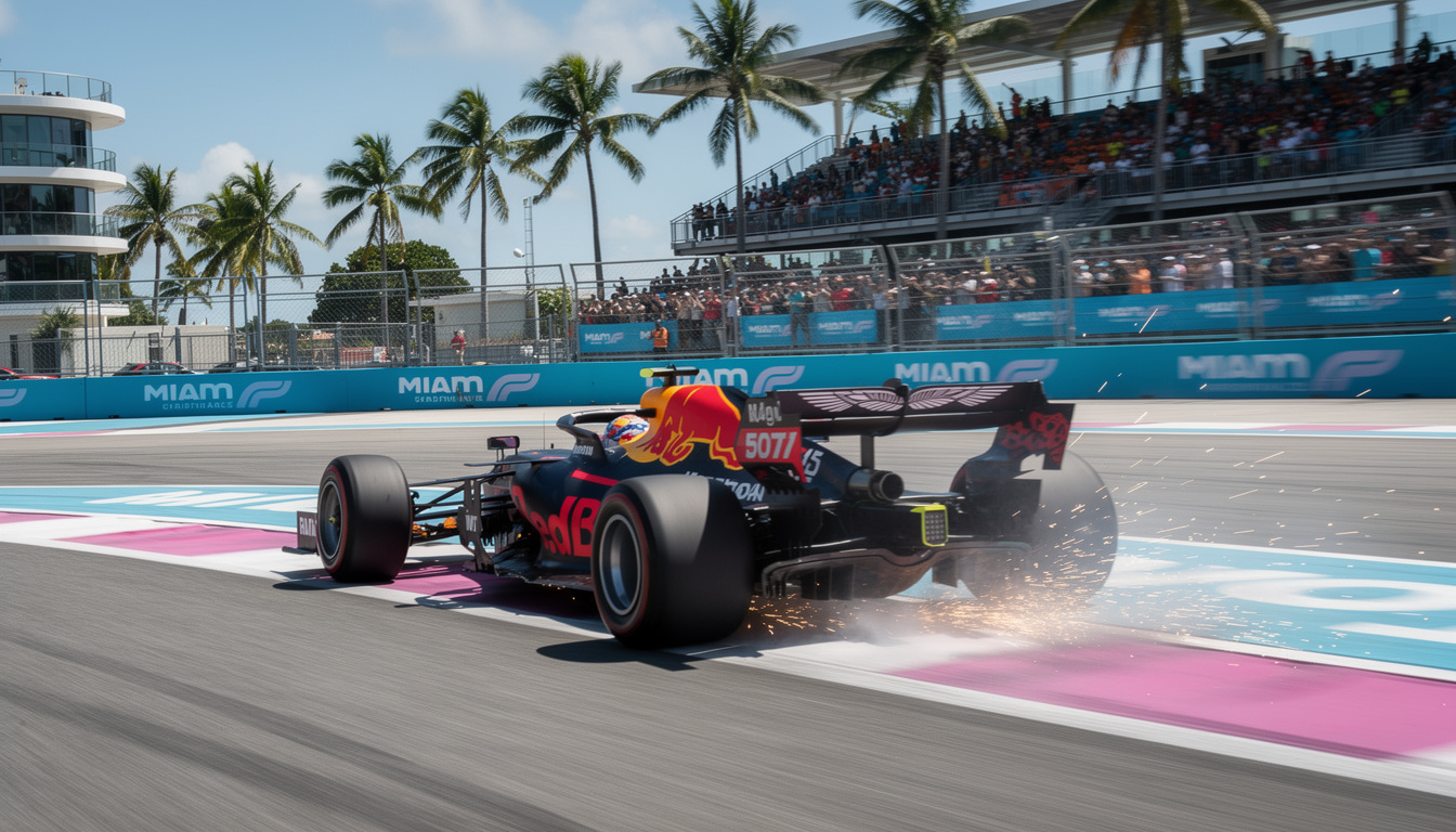 experience max verstappen's thrilling survival mode in miami, featuring unexpected spins, humorous moments, and an unforgettable epic comeback on the track.