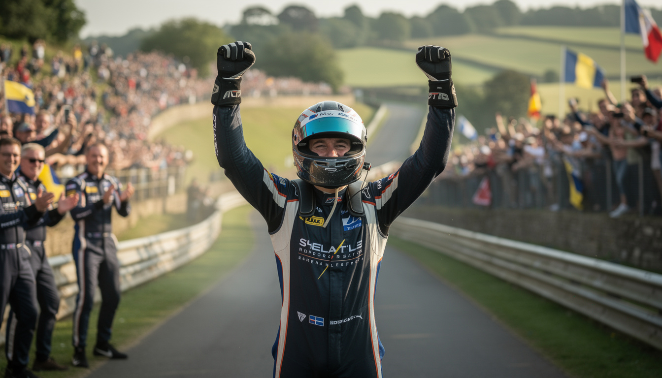 menzies secures a thrilling hillclimb victory during a record-breaking day at shelsley walsh, showcasing incredible speed and skill.