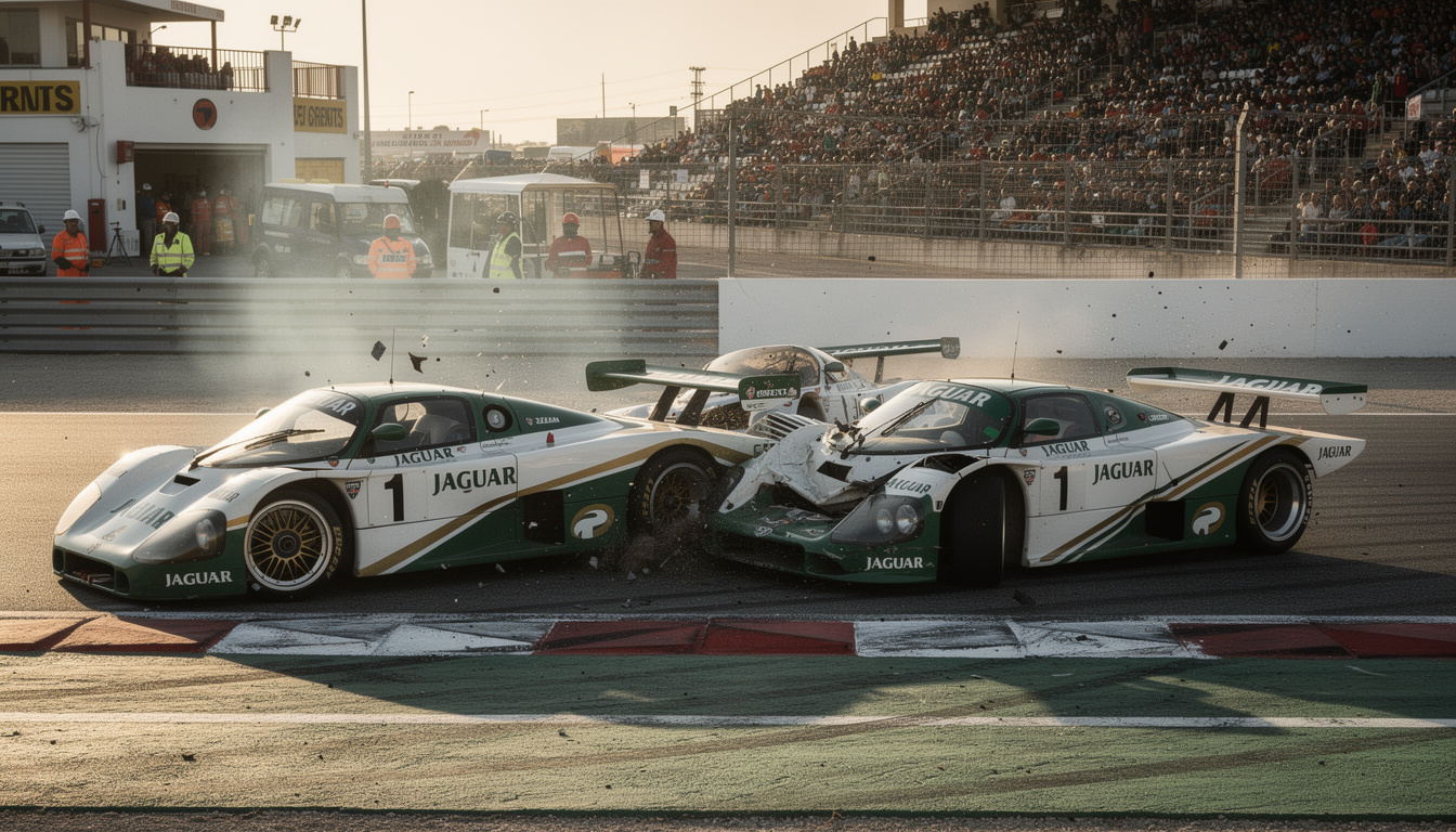 discover the intense moments of the triple jaguar collision at turn one in jerez wsc, a pivotal event that sparked chaos and reshaped the race in formula 1 history.