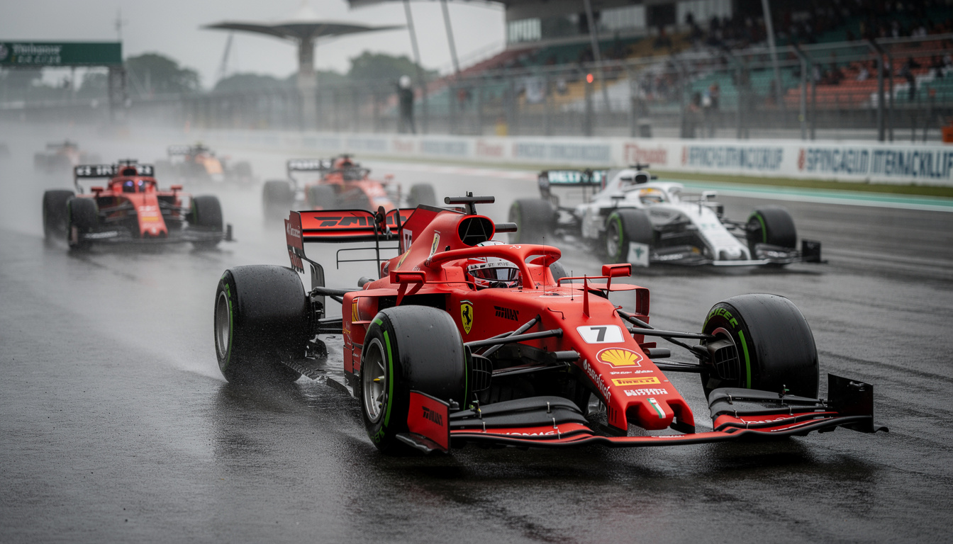 lewis hamilton loses ground at the start of the bahrain gp after struggling for grip on slick tyres, putting him on the back foot early in the race.