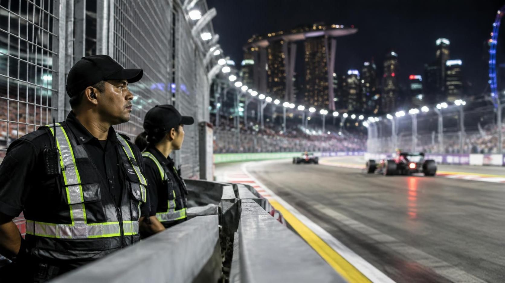 two people were arrested after a security breach at the singapore grand prix, according to a report.
