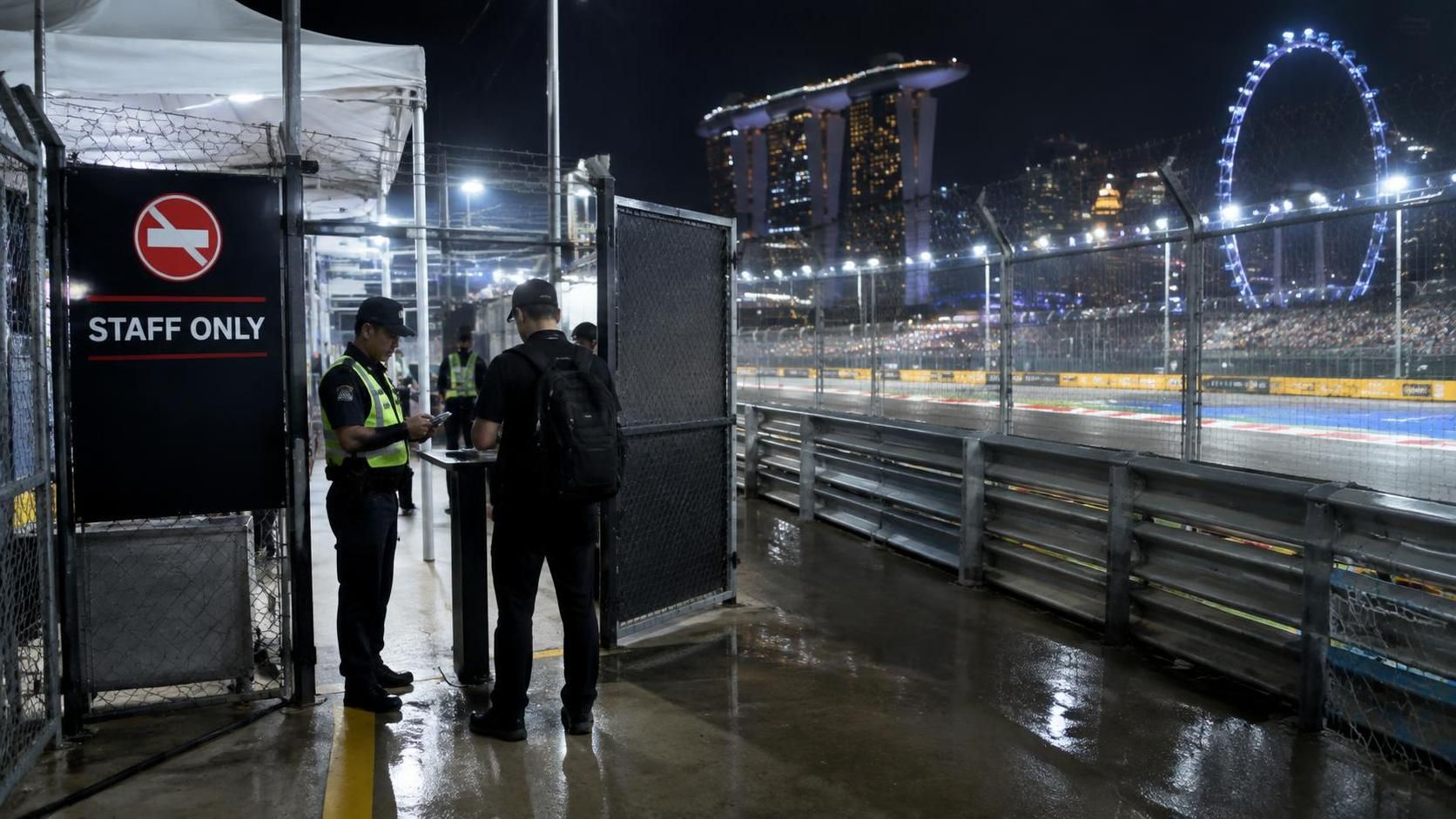 two people were arrested after a security breach at the singapore grand prix, according to a report.